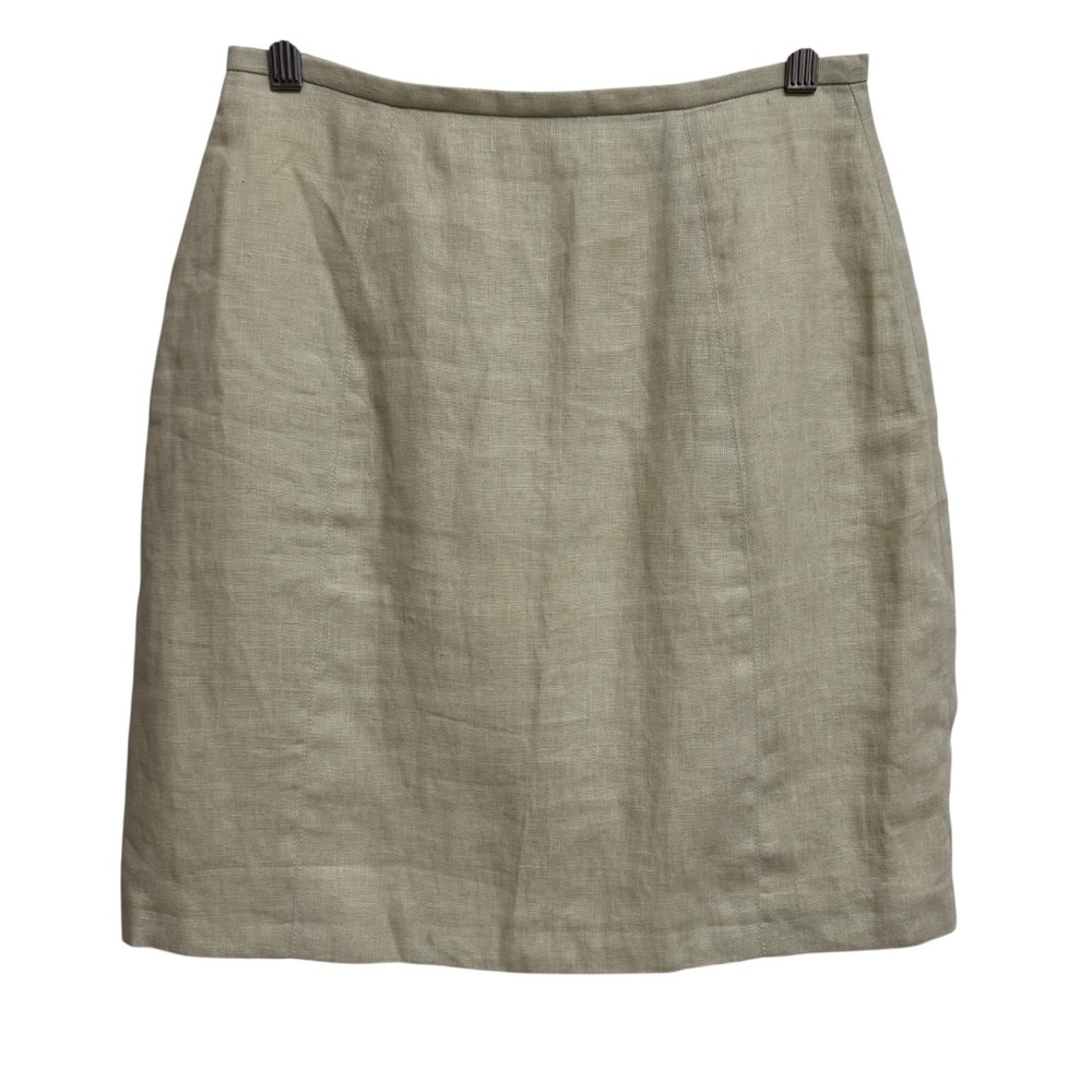 Etan Linen Mini Pencil Skirt Women Size 4 Preppy Closet Staple Neutral Career